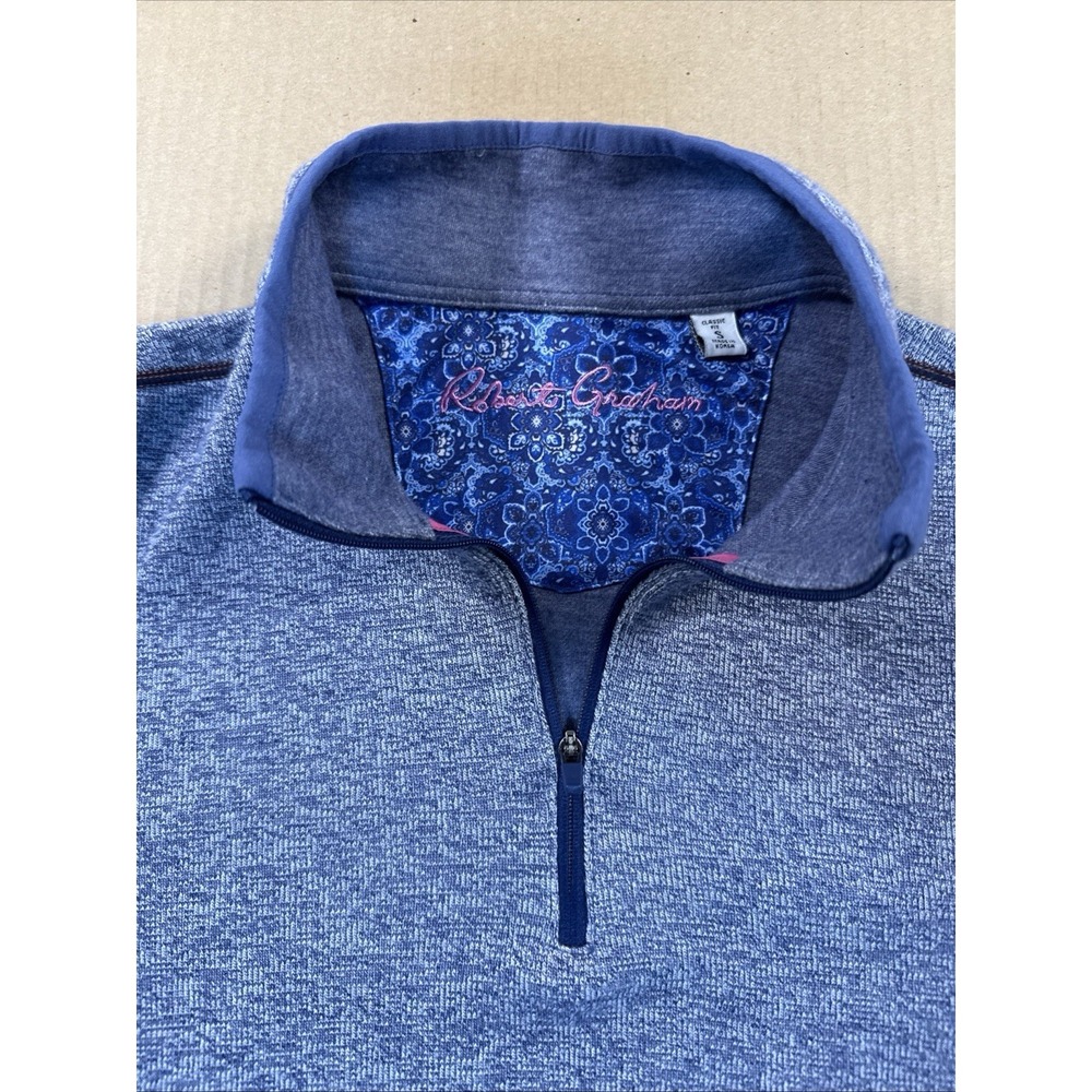 Robert Graham Blue 1/4 Quarter Zip Pullover Sweater Long Sleeve Men's Small‎